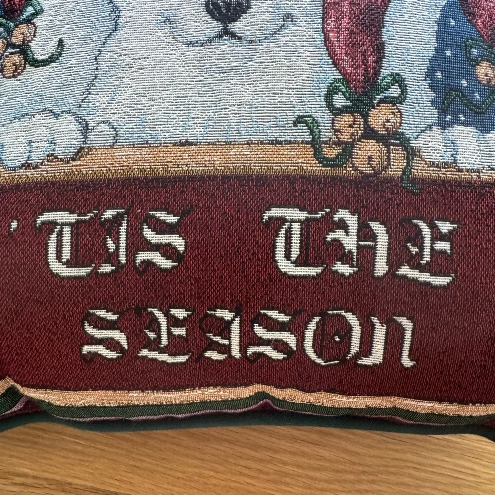 Newport Tis The Season Polar Bears Tapestry Throw Pillow Christmas